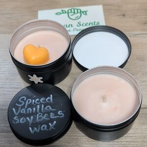 2 - 3 oz. Spiced Vanilla Soy Beeswax Candle Tins With Lids